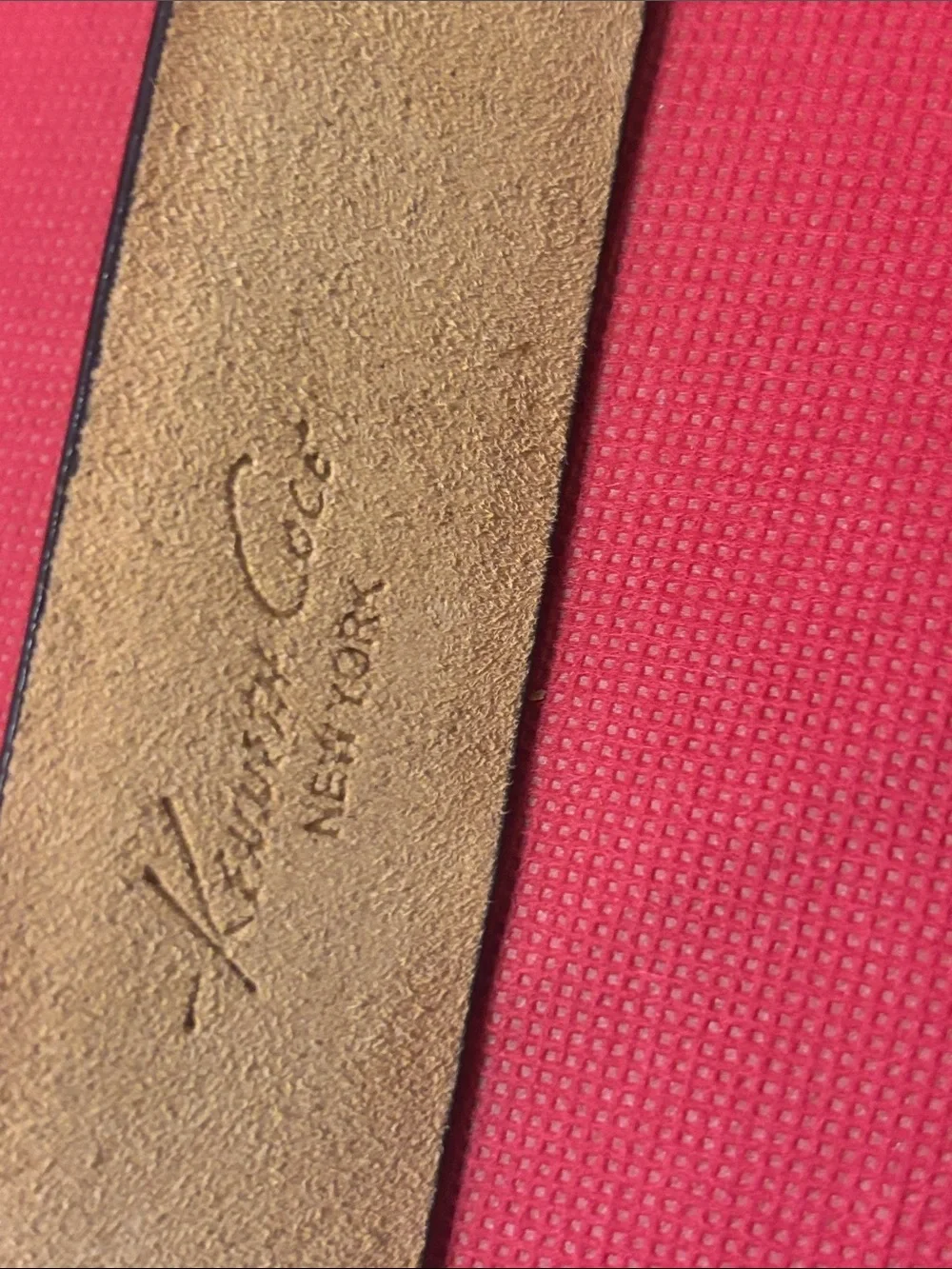 Kenneth Cole brown coated leather Belt with Embossed Logo